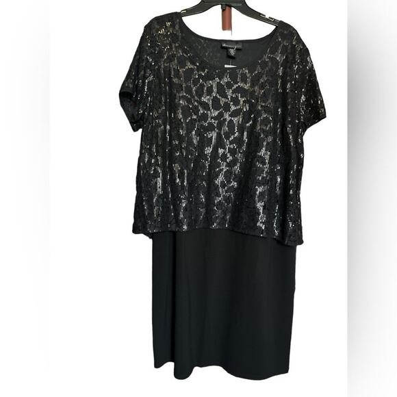 New Lane Bryant Lace Sequins Blouse Mini Dress in Black 20 - Picture 1 of 7